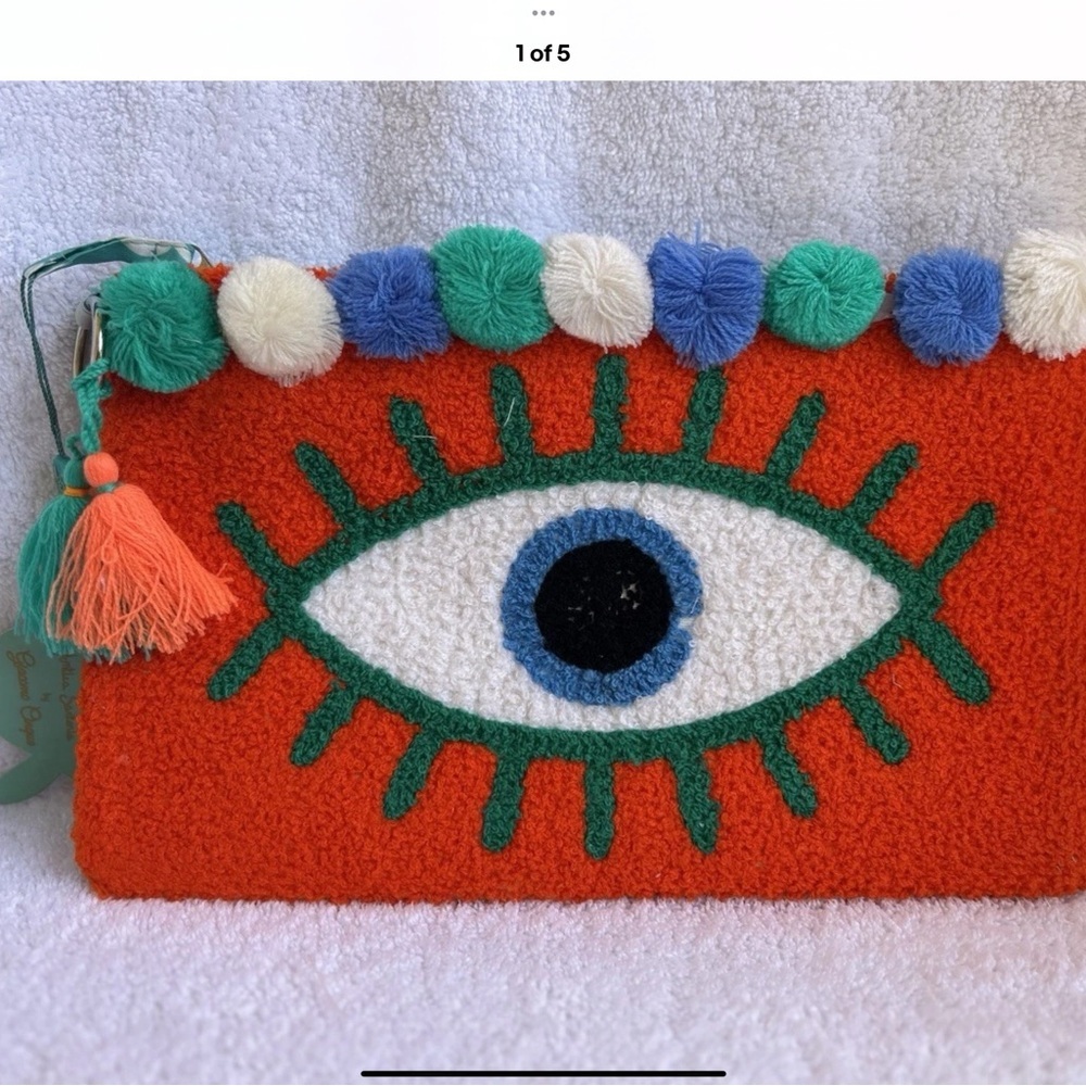 Antica Sartoria Red Colorful Eye Design Clutch NWT